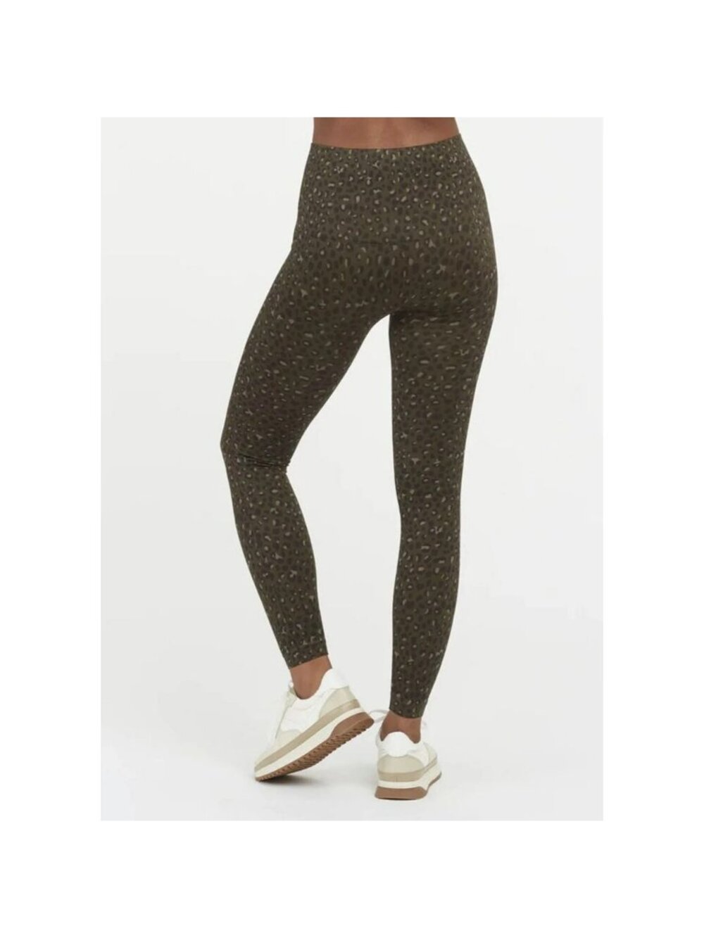 Spanx Green Look at Me Now Seamless Leggings Olive Leopard Medium
